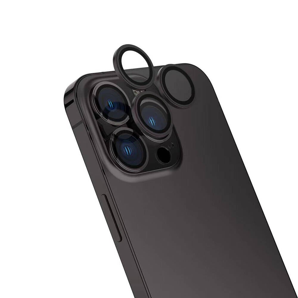 Apple iPhone 16 Pro Max Kamera Lens Koruyucu Kolay Takma Aparatlı Ultra Korumalı (CL-15) Siyah
