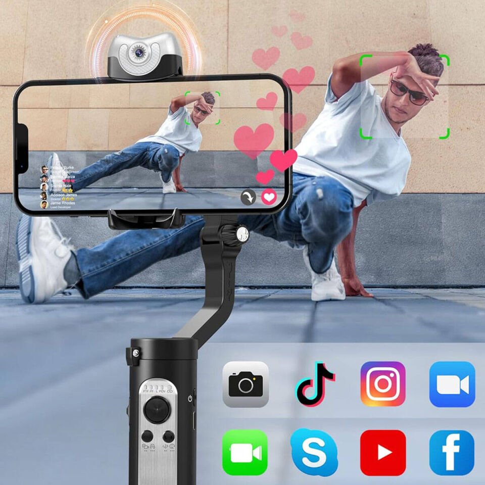 iSteady VS2 3 Eksenli El Tipi AI Yapay Zeka Görüş Sensörlü Gimbal Stabilizatör Siyah