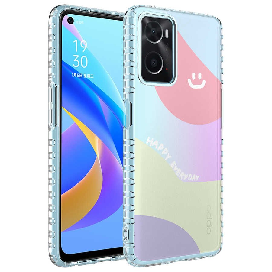 Oppo A96 4G Kılıf Airbag Kenarlı Renkli Desenli Silikon HEPTEKİLETİŞİM Elegans Kapak