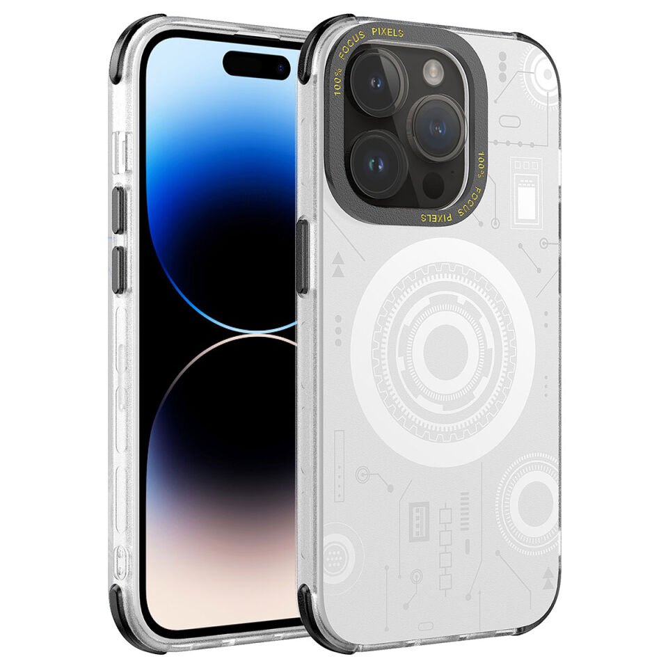 Apple iPhone 14 Pro Max Kılıf HEPTEKİLETİŞİM Wireless Şarj Özellikli Desenli Hot Kapak