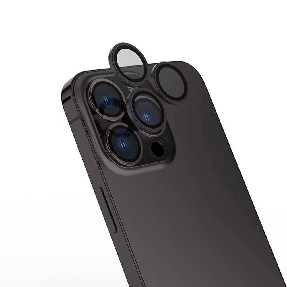 Apple iPhone 16 Pro Max Kamera Lens Koruyucu Kolay Takma Aparatlı Ultra Korumalı (CL-15) Gri