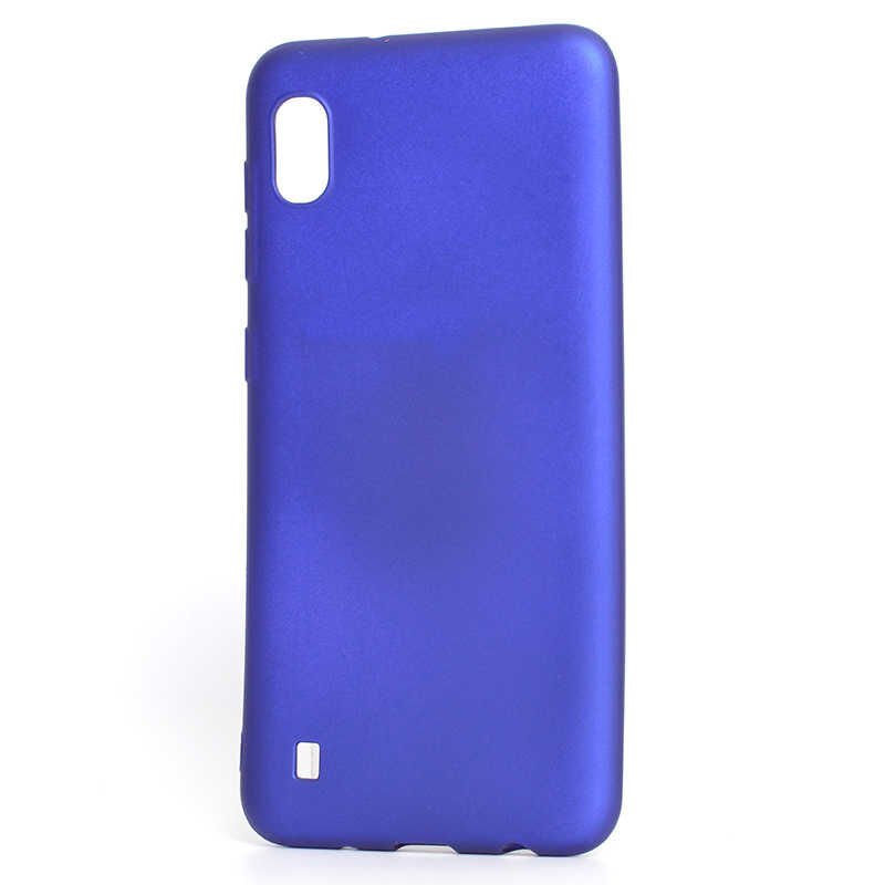 Samsung Galaxy A10 Kılıf Yumuşak Dokulu Soft Esnek İnce Mat Renkli Silikon Kapak (PREMİER) Saks Mavi