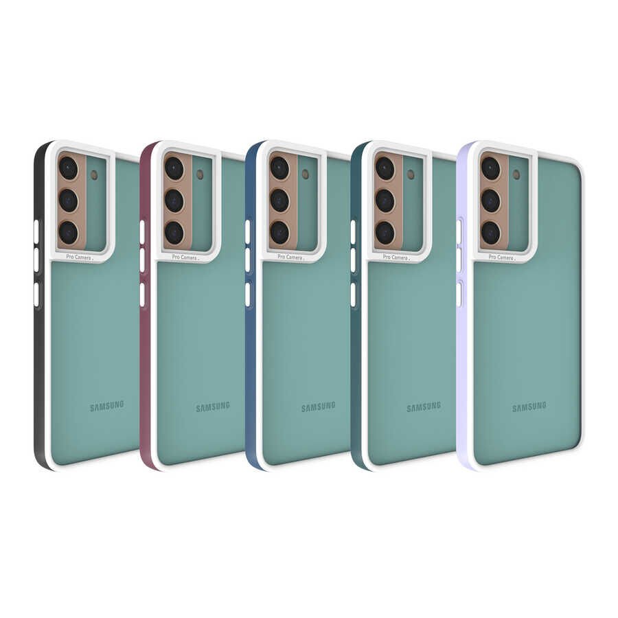 Samsung Galaxy S22 Kapak Mat Yüzeyli Kamera Korumalı Renkli Silikon Kılıf (MİMA) Lila