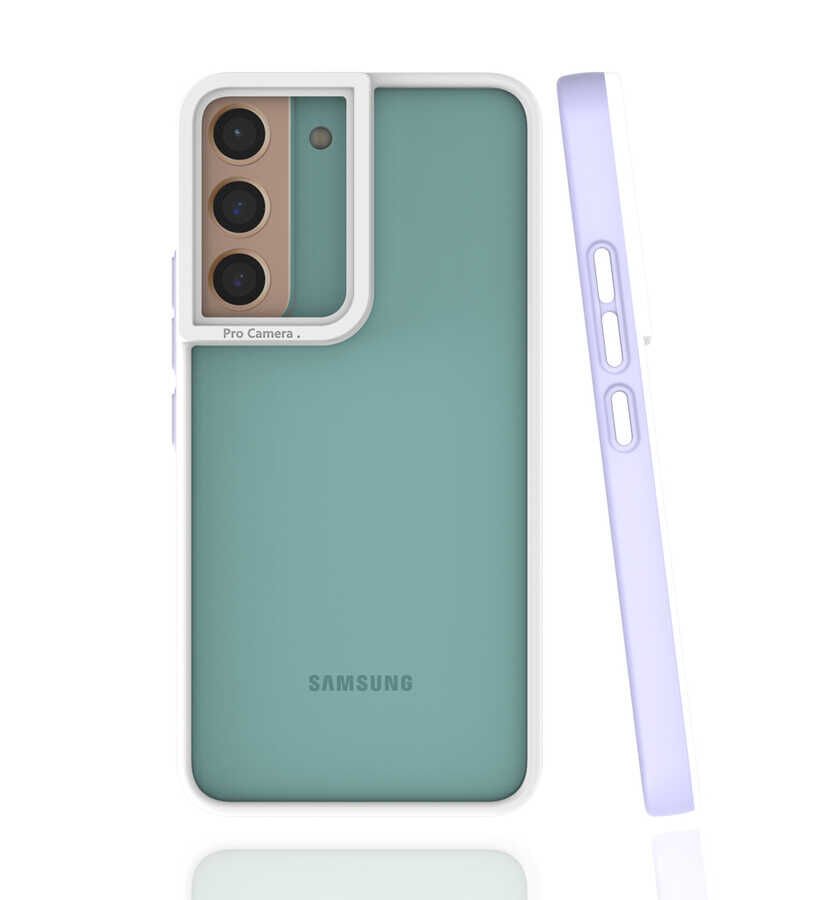 Samsung Galaxy S22 Kapak Mat Yüzeyli Kamera Korumalı Renkli Silikon Kılıf (MİMA) Lila
