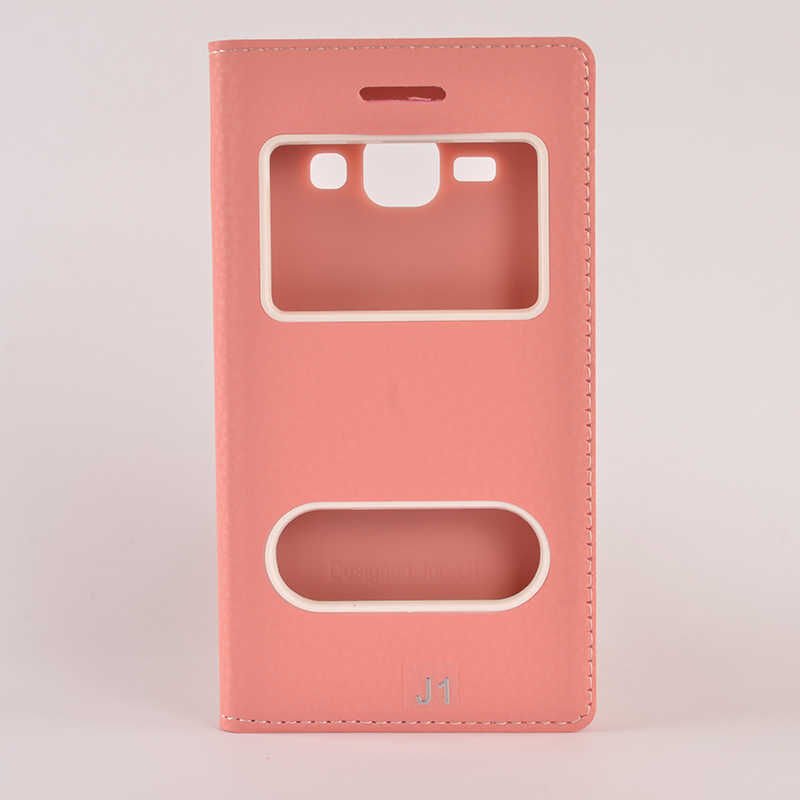 Samsung Galaxy J1 Kapaklı Kılıf Mıknatıslı 360 Tam Korumalı (DOLCE) Pembe Açık