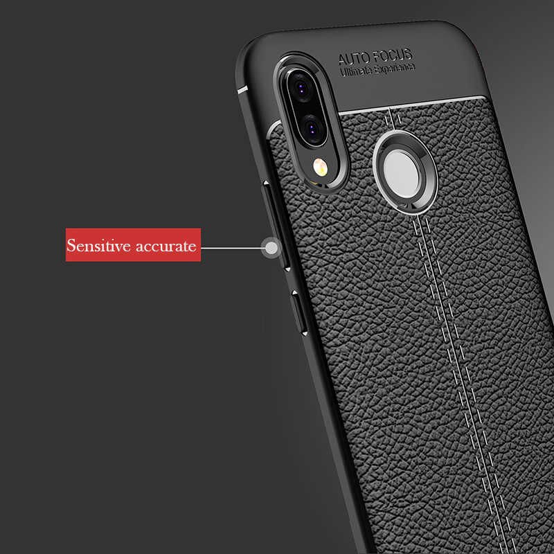 Huawei P20 Lite Kılıf Deri Görünümlü Renk Atmayan Dayanaklı Silikon Kapak (NİSS) Kırmızı