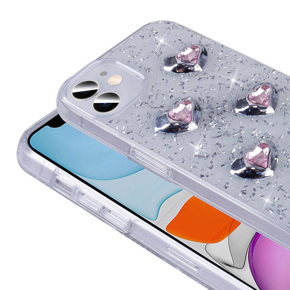 Apple iPhone 11 Kılıf Airbagli Simli Arka Yüzey HEPTEKİLETİŞİM Işıltı Silikon Kapak