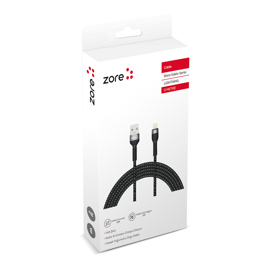 HEPTEKİLETİŞİM Shira Serisi Lightning USB Kablo 3m