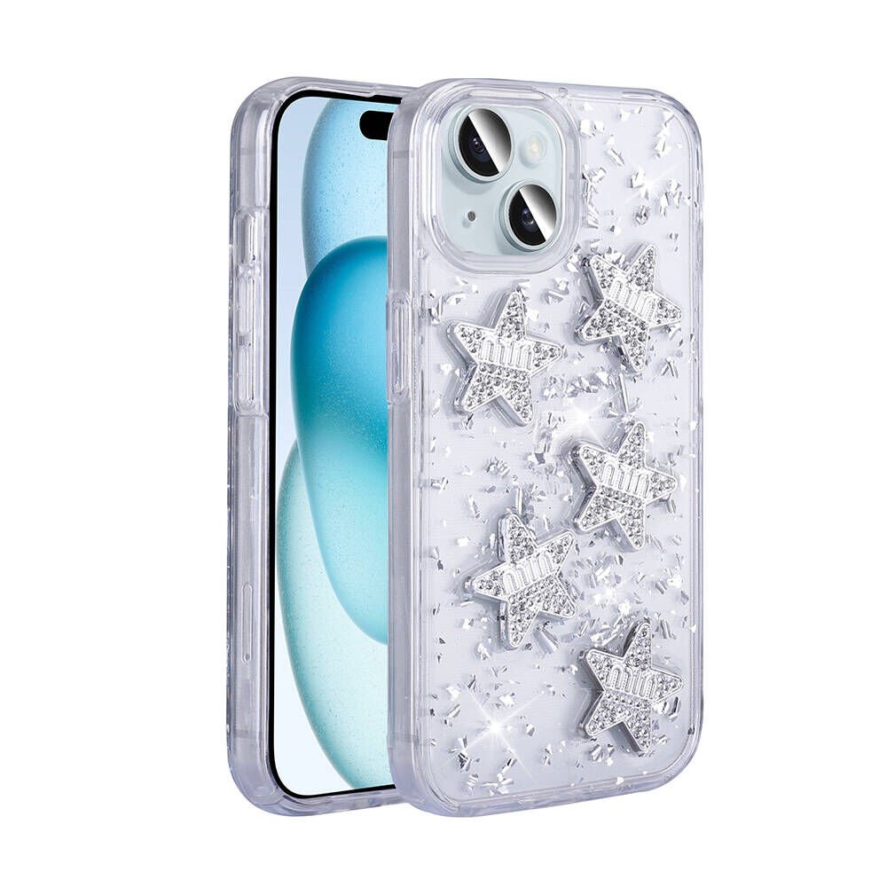 Apple iPhone 13 Kılıf Airbagli Simli Arka Yüzey HEPTEKİLETİŞİM Işıltı Silikon Kapak