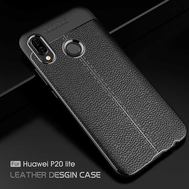 Huawei P20 Lite Kılıf Deri Görünümlü Renk Atmayan Dayanaklı Silikon Kapak (NİSS) Lacivert