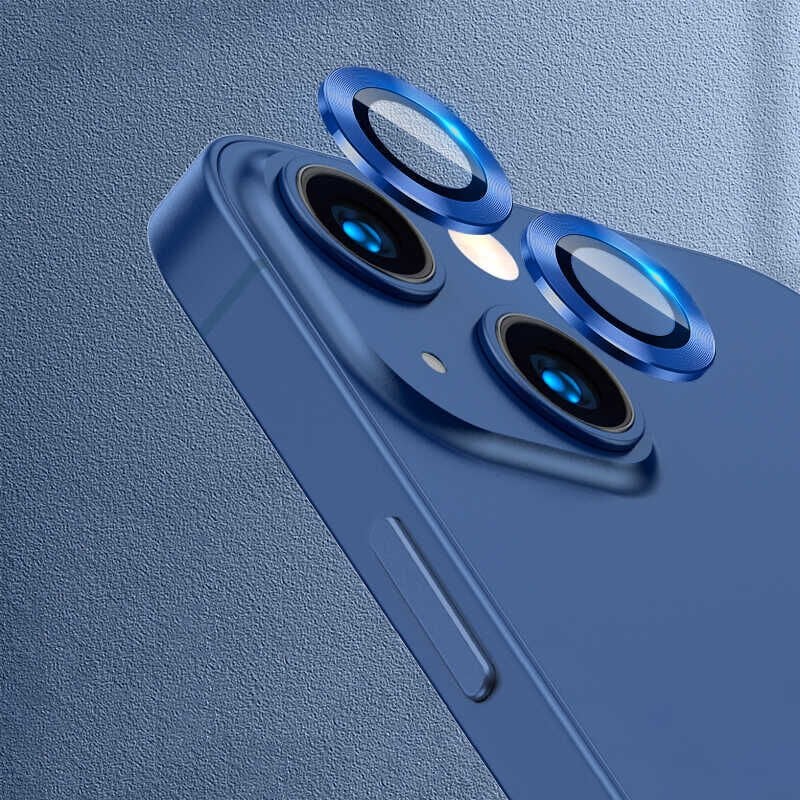 Apple iPhone 13 Kamera Lens Koruyucu Renkli Tasarım Kolay Takma Aparatlı (CL-07) Lacivert