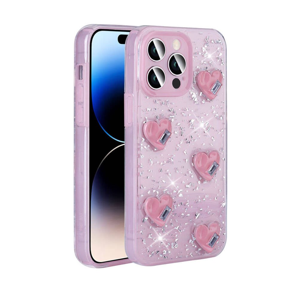 Apple iPhone 14 Pro Max Kılıf Airbagli Simli Arka Yüzey HEPTEKİLETİŞİM Işıltı Silikon Kapak