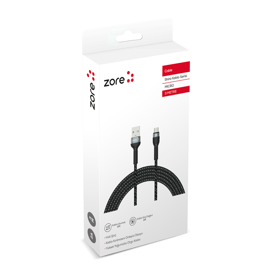HEPTEKİLETİŞİM Shira Serisi Micro USB Kablo 3m