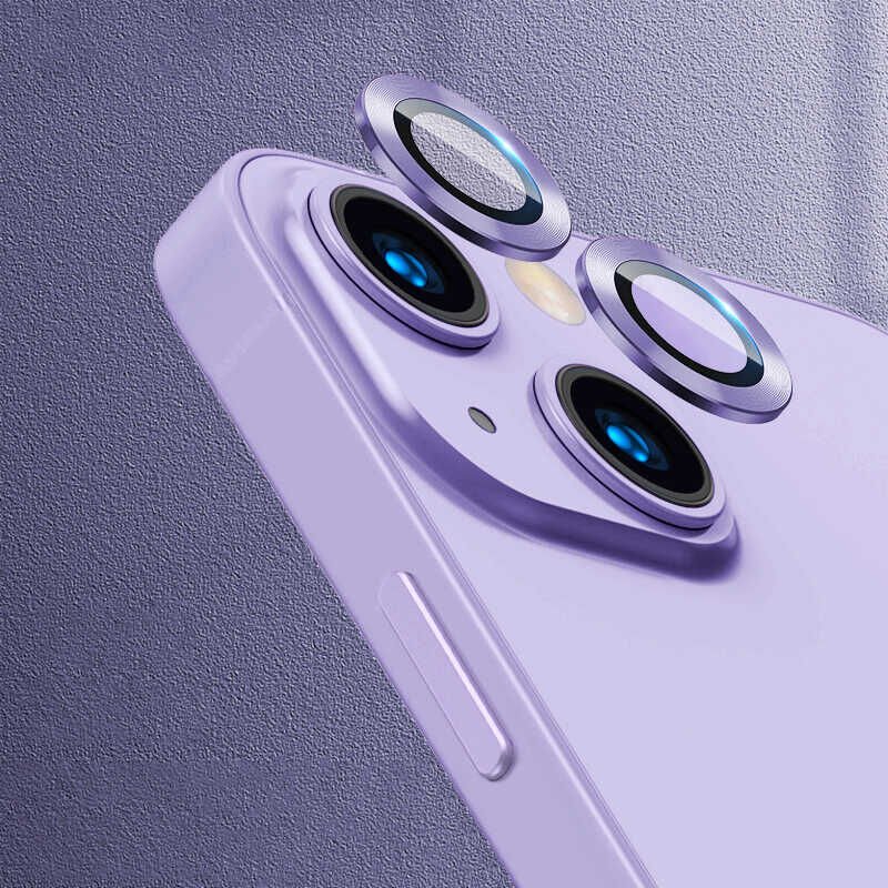 Apple iPhone 13 Kamera Lens Koruyucu Renkli Tasarım Kolay Takma Aparatlı (CL-07) Mor