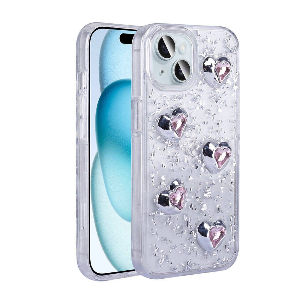 Apple iPhone 15 Kılıf Airbagli Simli Arka Yüzey HEPTEKİLETİŞİM Işıltı Silikon Kapak