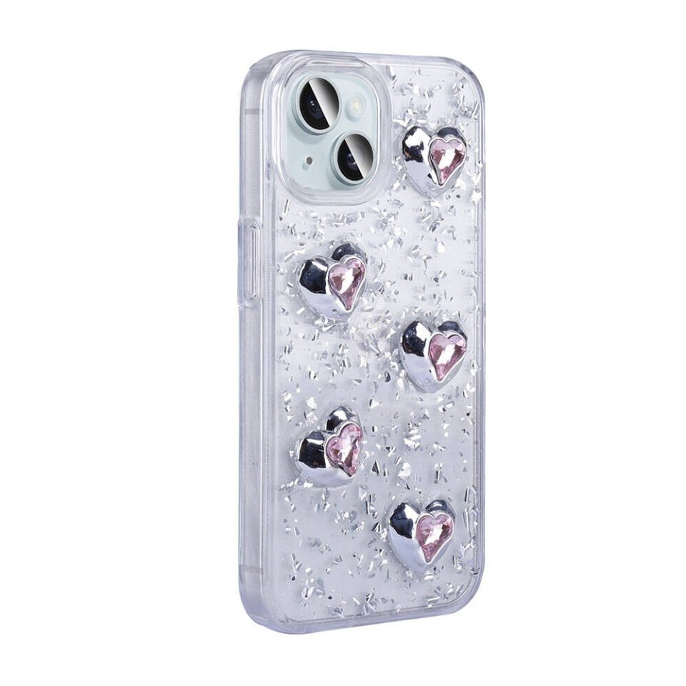 Apple iPhone 15 Kılıf Airbagli Simli Arka Yüzey HEPTEKİLETİŞİM Işıltı Silikon Kapak