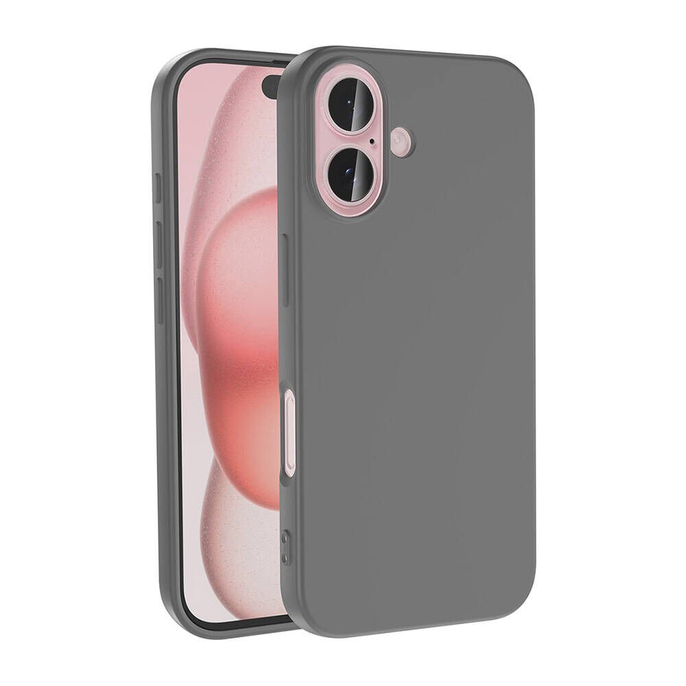 Apple iPhone 16 Kılıf Lansman İçi Kadife Soft Yumuşak Dokulu Liquid Silikon Kapak (LSR) Titanyum-Gri