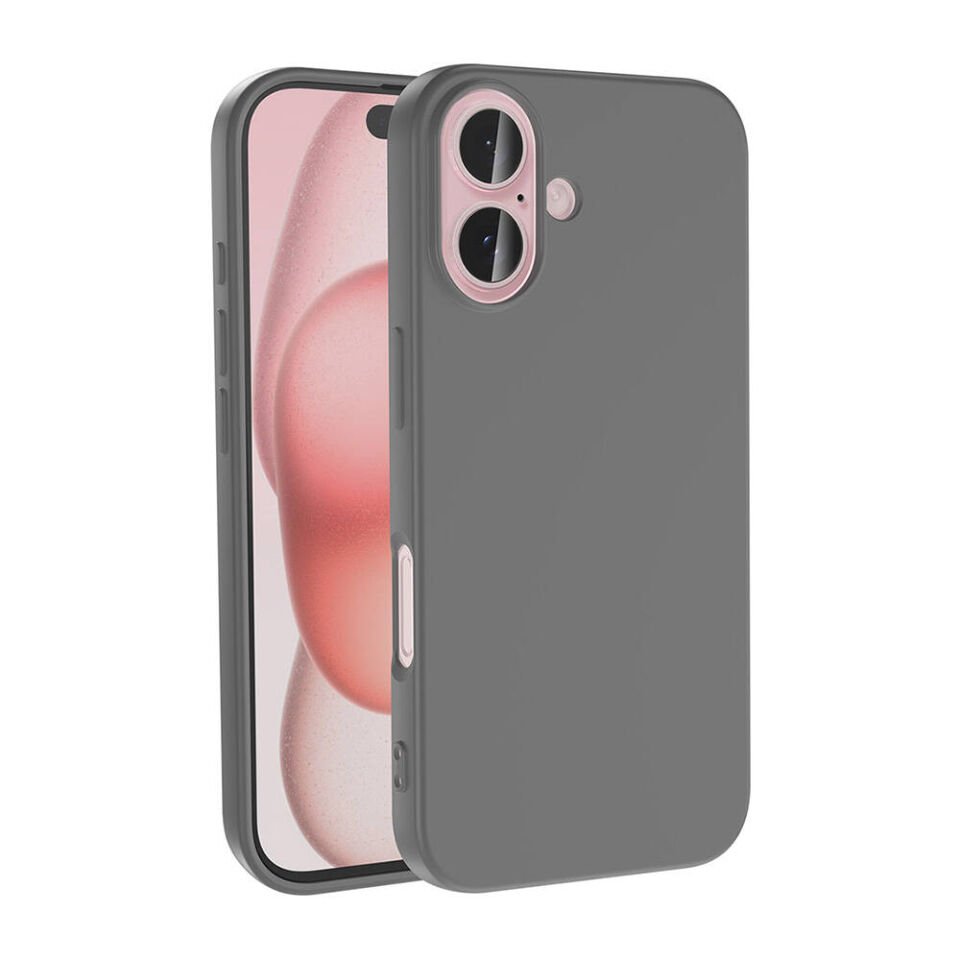 Apple iPhone 16 Kılıf Lansman İçi Kadife Soft Yumuşak Dokulu Liquid Silikon Kapak (LSR) Titanyum-Gri