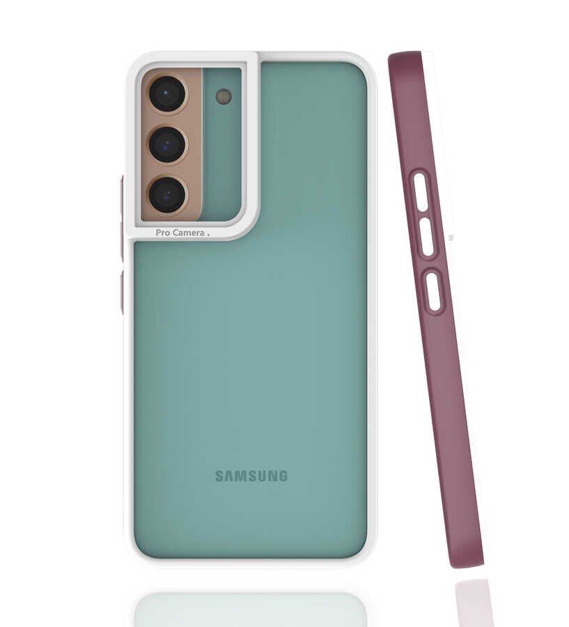 Samsung Galaxy S22 Plus Kapak Mat Yüzeyli Kamera Korumalı Renkli Silikon Kılıf (MİMA) Mürdüm
