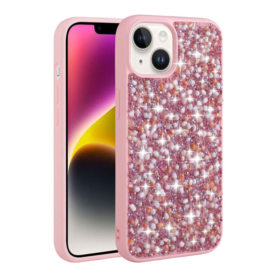 Apple iPhone 14 Kılıf Parlak Taşlı Tasarım HEPTEKİLETİŞİM Linea Kapak