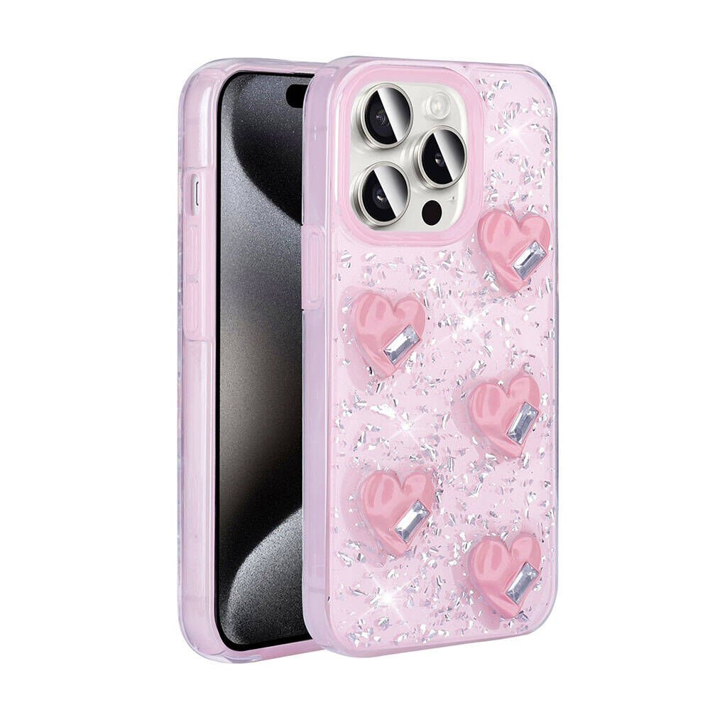 Apple iPhone 15 Pro Max Kılıf Airbagli Simli Arka Yüzey HEPTEKİLETİŞİM Işıltı Silikon Kapak