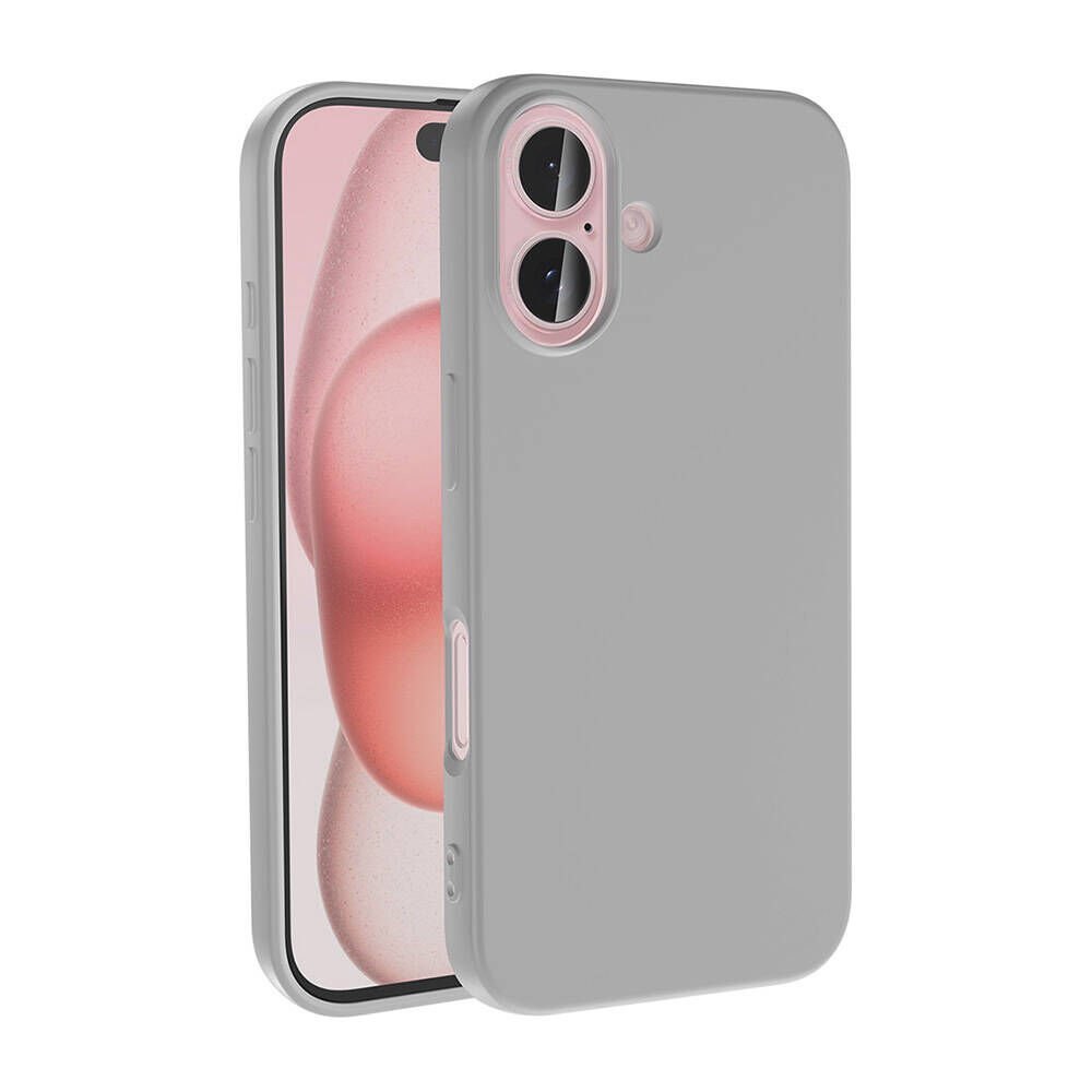 Apple iPhone 16 Kılıf Lansman İçi Kadife Soft Yumuşak Dokulu Liquid Silikon Kapak (LSR) Gümüş
