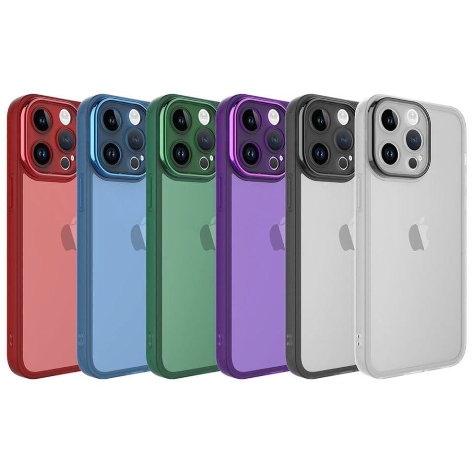 Apple  iPhone 14 Pro Kılıf Kamera Lens Korumalı Parlak Renkli Darbe Emici Transparan Kapak (Post) Renksiz