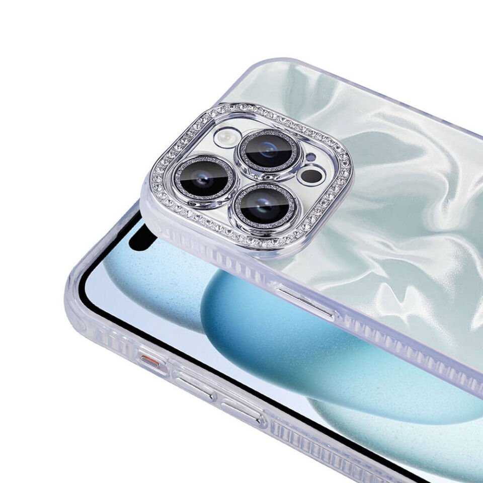 Apple iPhone 15 Pro Kılıf Airbagli Parlak Taş Detay Tasarımlı HEPTEKİLETİŞİM Esila Kapak