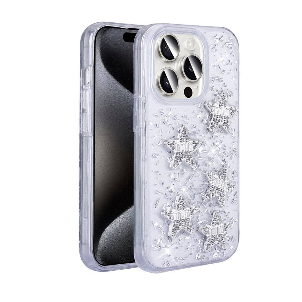 Apple iPhone 15 Pro Kılıf Airbagli Simli Arka Yüzey HEPTEKİLETİŞİM Işıltı Silikon Kapak