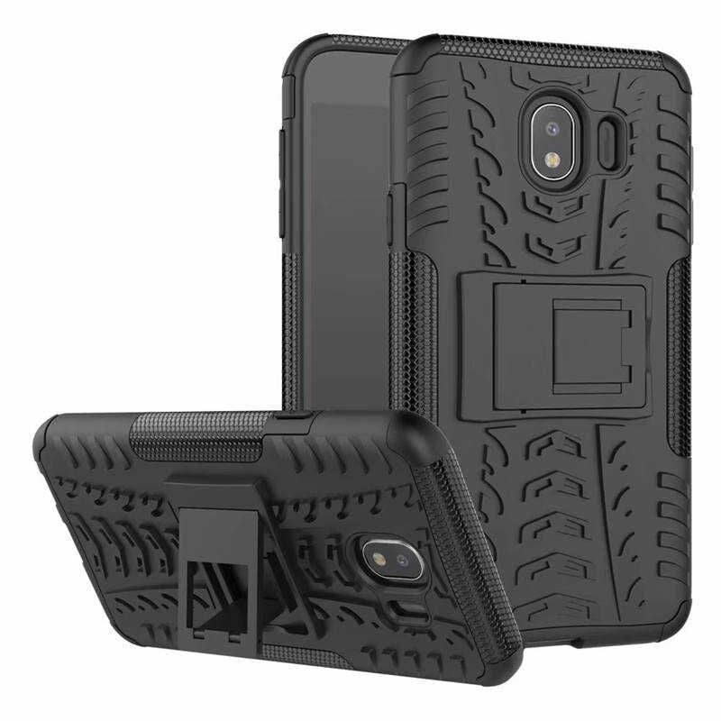 Samsung Galaxy J4 Kılıf Standlı Korunaklı Silikon Kapak (hibrit) Kırmızı
