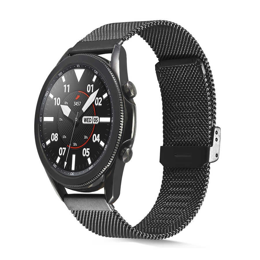 Samsung Galaxy Watch 46mm (22mm) Metal Kordon Tel Örgülü Tasarım (KRD-45) Siyah