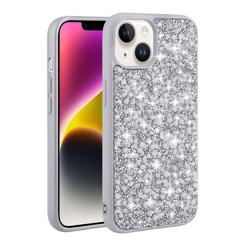 Apple iPhone 14 Plus Kılıf Parlak Taşlı Tasarım HEPTEKİLETİŞİM Linea Kapak