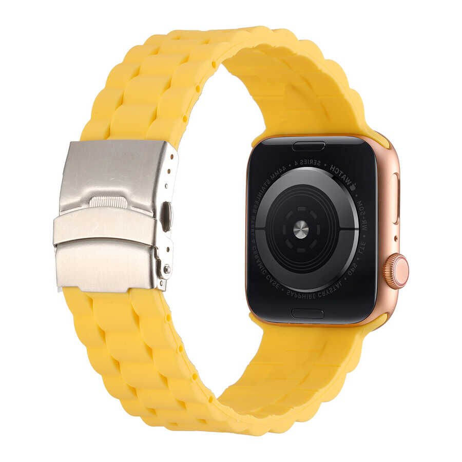 Apple Watch 2/3/4/5/6/7/8/se/nike 38mm 40mm 41mm Silikon Kordon Tasarım (KRD-72) Beyaz