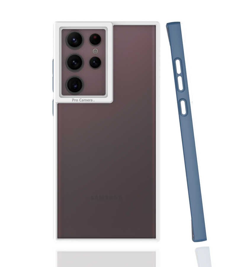 Samsung Galaxy S22 Ultra Kapak Mat Yüzeyli Kamera Korumalı Renkli Silikon Kılıf (MİMA) Lacivert