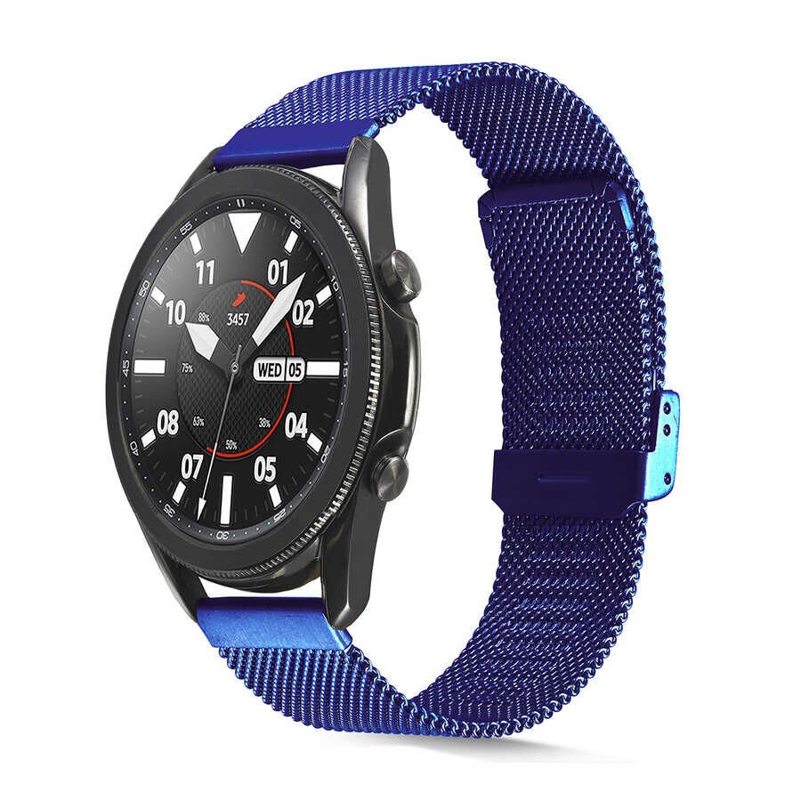 Samsung Galaxy Watch 46mm (22mm) Metal Kordon Tel Örgülü Tasarım (KRD-45) Mavi