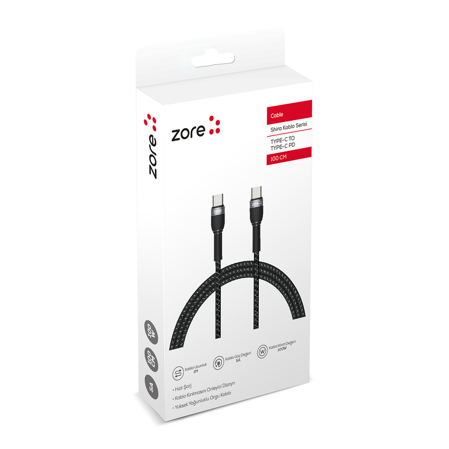HEPTEKİLETİŞİM Shira Serisi Type-C to Type-C PD Kablo 1m