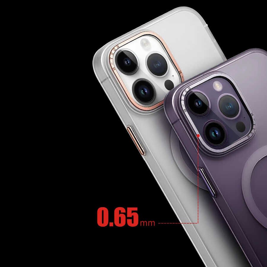Apple iPhone 14 Pro Kılıf Magsafe Şarj Özellikli Buzlu Sert PC HEPTEKİLETİŞİM Tuval Kapak