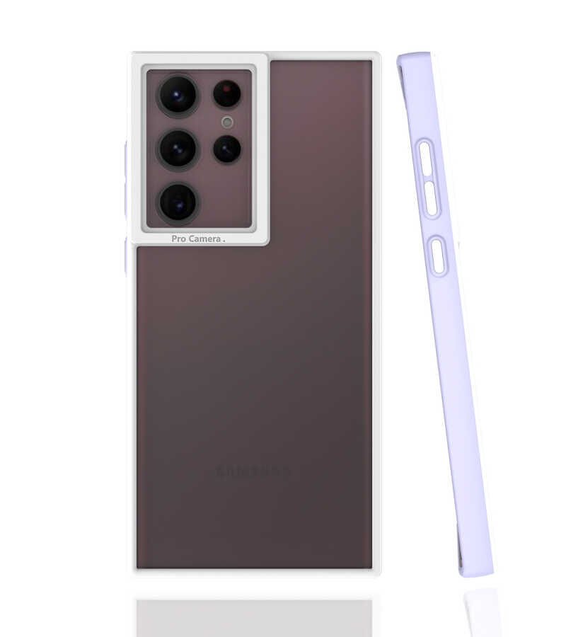 Samsung Galaxy S22 Ultra Kapak Mat Yüzeyli Kamera Korumalı Renkli Silikon Kılıf (MİMA) Lila