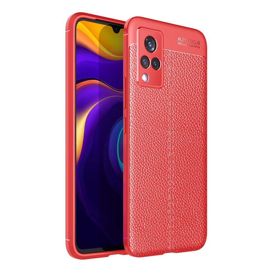 Vivo V21 Kılıf Deri Görünümlü Renk Atmayan Dayanaklı Silikon Kapak (NİSS) Lacivert