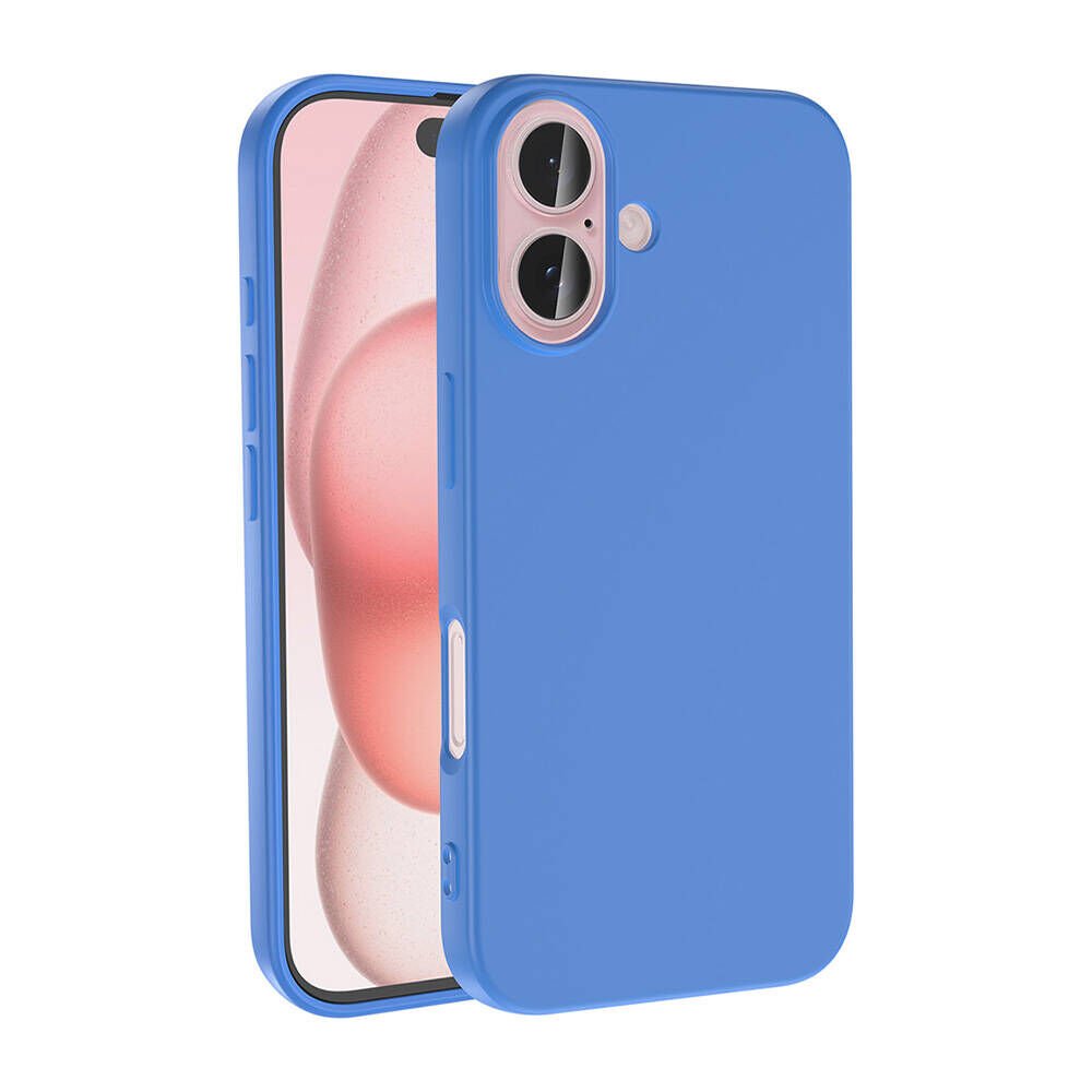 Apple iPhone 16 Plus Kılıf Lansman İçi Kadife Soft Yumuşak Dokulu Liquid Silikon Kapak (LSR) Mavi