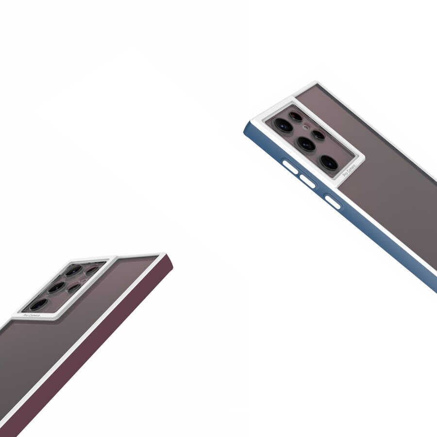 Samsung Galaxy S22 Ultra Kapak Mat Yüzeyli Kamera Korumalı Renkli Silikon Kılıf (MİMA) Mürdüm