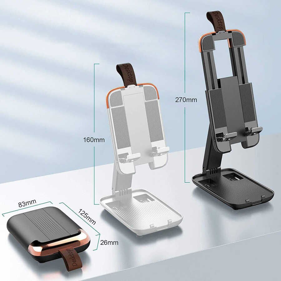 Tablet Telefon Standı 13 inç Kadar Uyumlu Taşınabilir Stand (095) Siyah