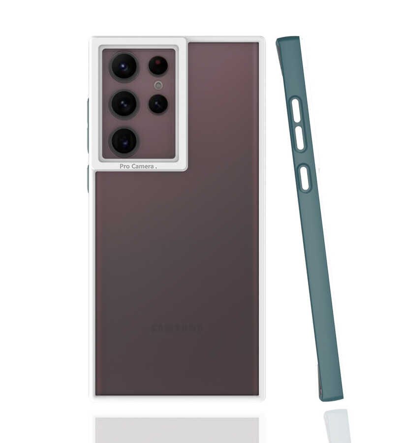 Samsung Galaxy S22 Ultra Kapak Mat Yüzeyli Kamera Korumalı Renkli Silikon Kılıf (MİMA) Koyu Yeşil