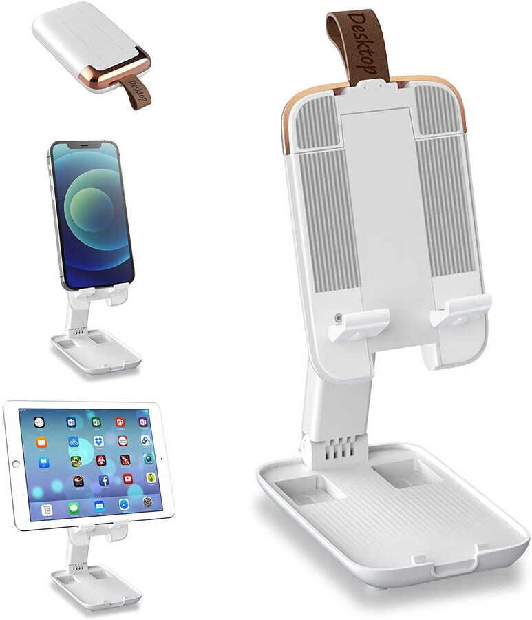 Tablet Telefon Standı 13 inç Kadar Uyumlu Taşınabilir Stand (095) Beyaz