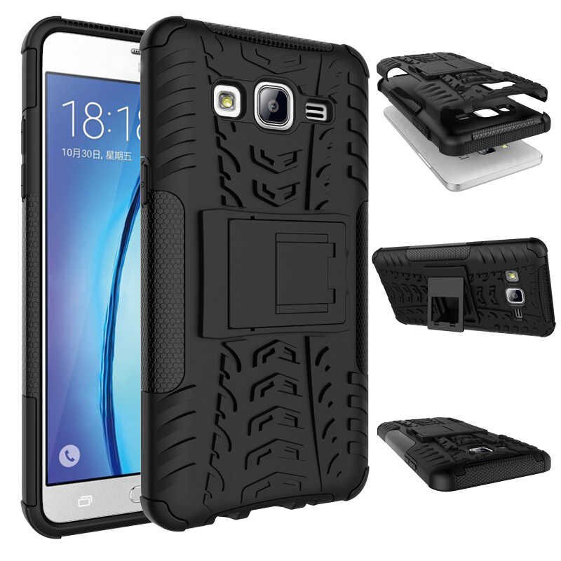 Samsung Galaxy J7 Kılıf Standlı Korunaklı Silikon Kapak (hibrit) Turuncu