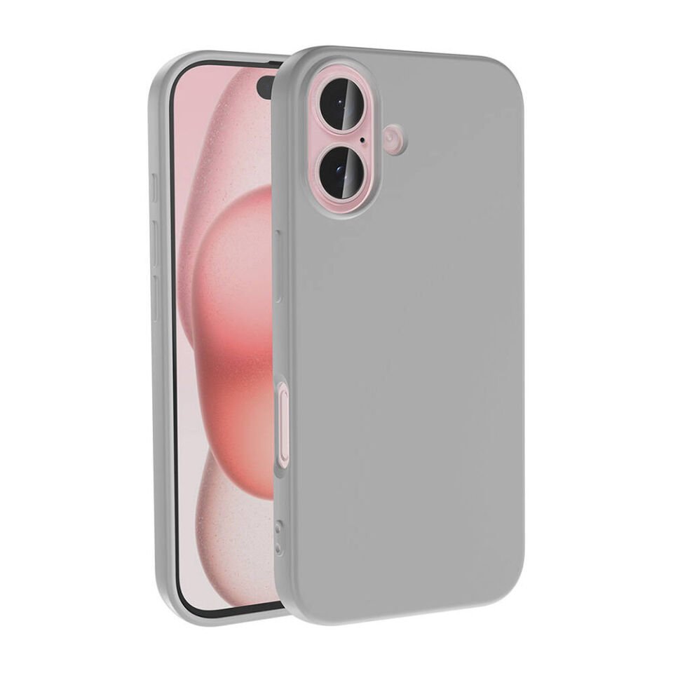 Apple iPhone 16 Plus Kılıf Lansman İçi Kadife Soft Yumuşak Dokulu Liquid Silikon Kapak (LSR) Gümüş