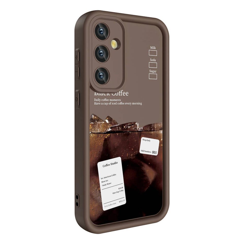 Samsung Galaxy S24 Kılıf Kamera Korumalı Baskılı Arka Yüzey Kapak (Klas) Koyu Kahve