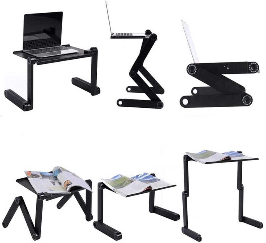 Çok Fonksiyonlu Katlanabilir Laptop Standı  3'lü Ayarlanabilir Ayak Tasarım  Siyah