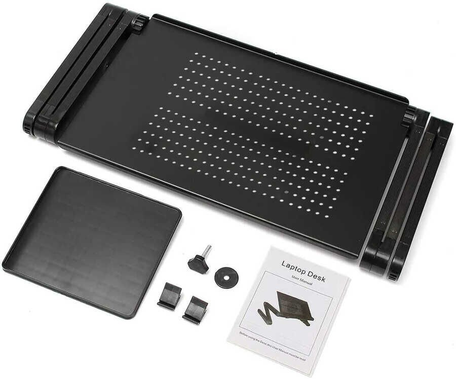 Çok Fonksiyonlu Katlanabilir Laptop Standı  3'lü Ayarlanabilir Ayak Tasarım  Siyah