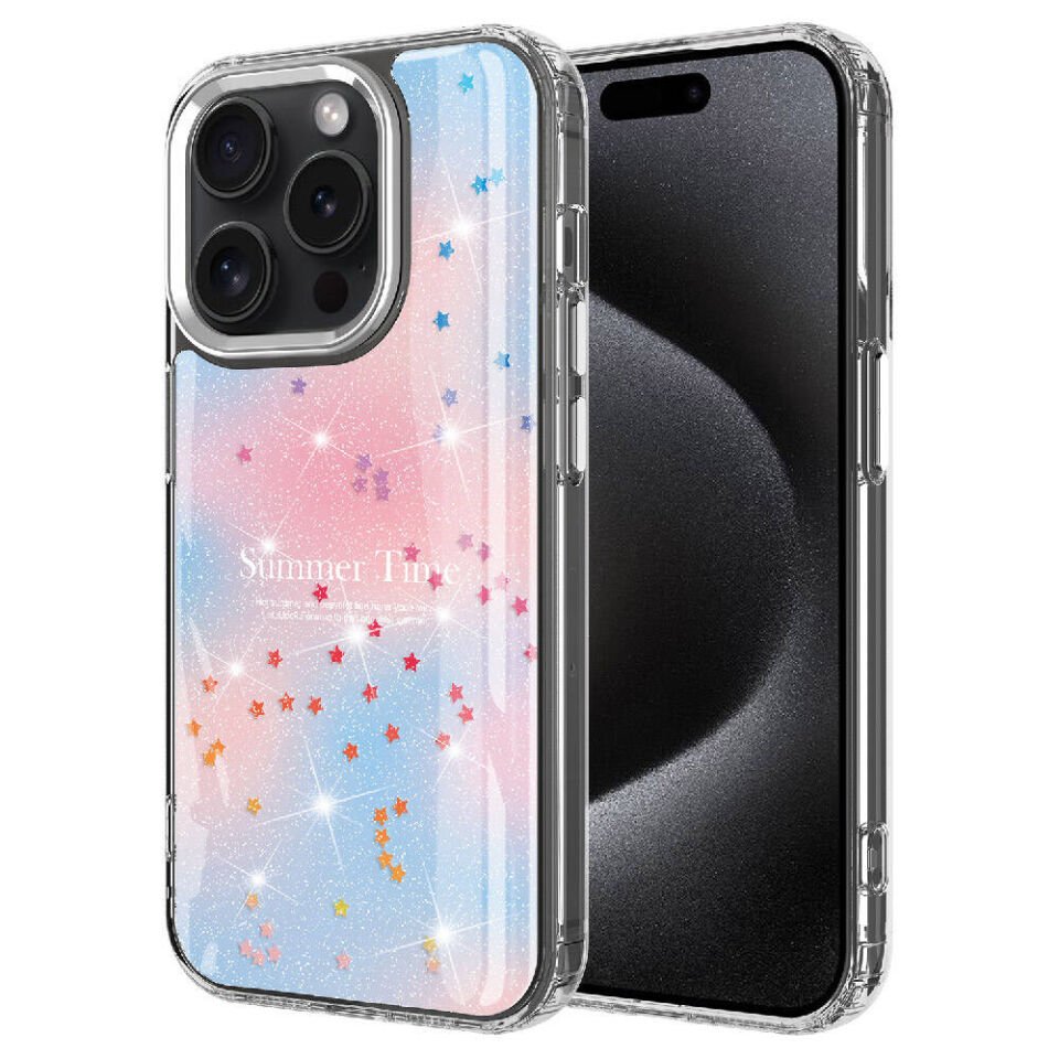 Apple iPhone 15 Pro Kılıf Simli Desenli Parlak HEPTEKİLETİŞİM Task Kapak